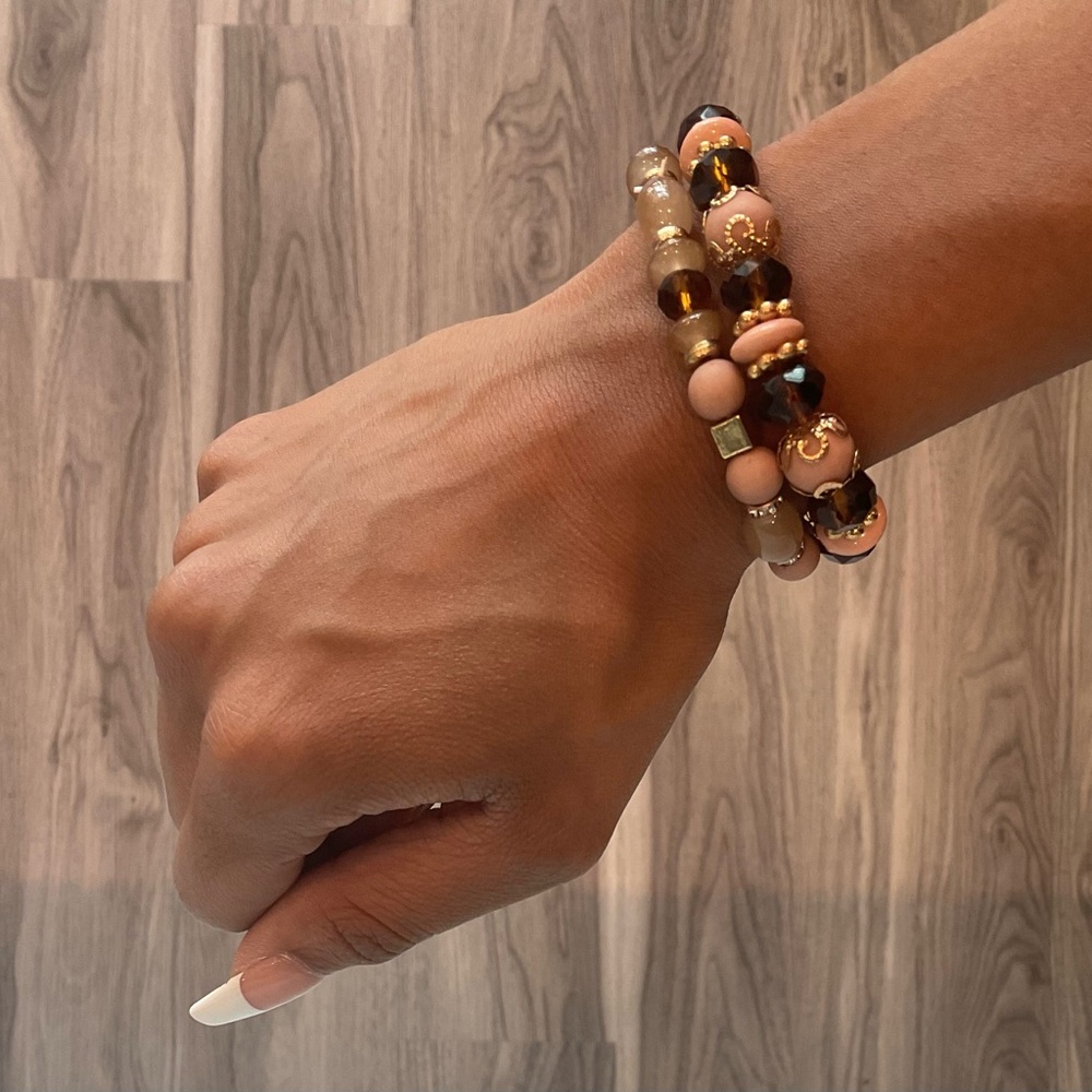 Pink & Brown Bracelet Set